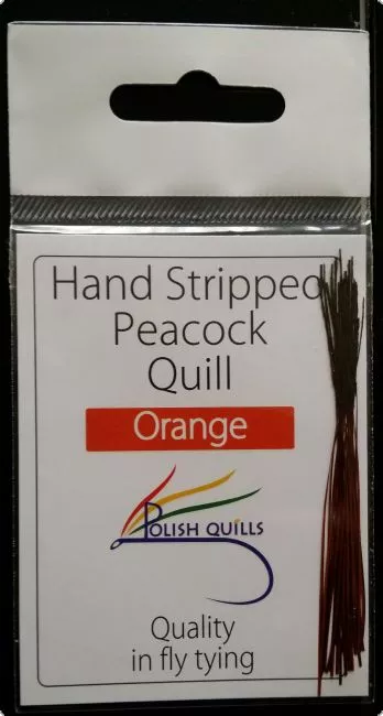 Hand Stripped Peacock Quill orange