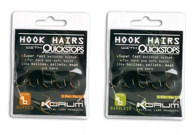 Korum Hook Hairs with Quickstops Barbed