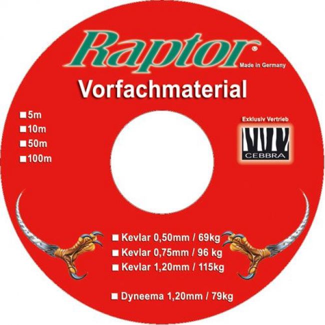 RAPTOR VORFACH KEVLAR UND DYNEEMA 10m Geflochtene Angelschnur